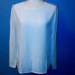 Kasper ivory silk long sleeved blouse